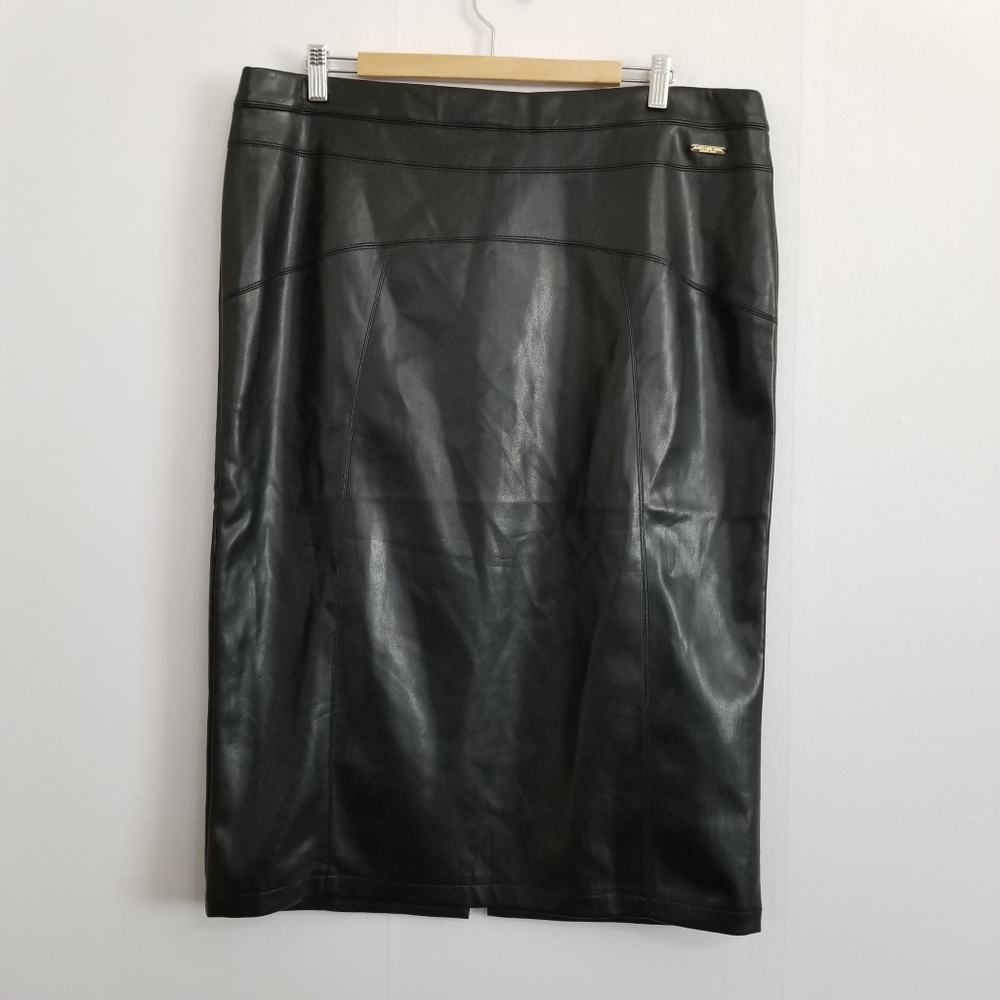 NWT Marc New York Black Faux Leather Pencil Skirt Size XL